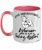 Teaching Assistant Mug Never Underestimate A Woman Who Is Also A Teaching Assistant Coffee Cup Two Tone Pink 11oz