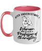 Professor of Chemistry Mug Never Underestimate A Woman Who Is Also A Professor of Chemistry Coffee Cup Two Tone Pink 11oz