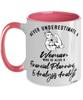 Financial Planning Analysis Analyst Mug Never Underestimate A Woman Who Is Also A FPA Analyst Coffee Cup Two Tone Pink 11oz