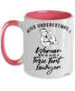 Toxic Tort Lawyer Mug Never Underestimate A Woman Who Is Also A Toxic Tort Lawyer Coffee Cup Two Tone Pink 11oz