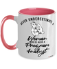 Program Analyst Mug Never Underestimate A Woman Who Is Also A Program Analyst Coffee Cup Two Tone Pink 11oz