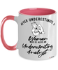 Underwriting Analyst Mug Never Underestimate A Woman Who Is Also An Underwriting Analyst Coffee Cup Two Tone Pink 11oz