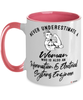 Information Electrical Systems Engineer Mug Never Underestimate A Woman Who Is Also An Information Electrical SE Coffee Cup Two Tone Pink 11oz