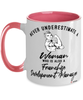 Franchise Development Manager Mug Never Underestimate A Woman Who Is Also A Franchise Development Manager Coffee Cup Two Tone Pink 11oz