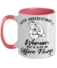 Office Nurse Mug Never Underestimate A Woman Who Is Also An Office Nurse Coffee Cup Two Tone Pink 11oz