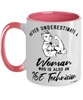 I and E Technician Mug Never Underestimate A Woman Who Is Also An IE Tech Coffee Cup Two Tone Pink 11oz