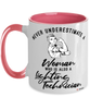 Lighting Technician Mug Never Underestimate A Woman Who Is Also A Lighting Tech Coffee Cup Two Tone Pink 11oz