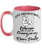 ER Doctor Mug Never Underestimate A Woman Who Is Also An Emergency Room Doctor Coffee Cup Two Tone Pink 11oz