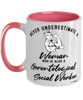 Gerontological Social Worker Mug Never Underestimate A Woman Who Is Also A Gerontological Social Worker Coffee Cup Two Tone Pink 11oz