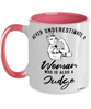 Judge Mug Never Underestimate A Woman Who Is Also A Judge Coffee Cup Two Tone Pink 11oz