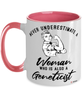 Geneticist Mug Never Underestimate A Woman Who Is Also A Geneticist Coffee Cup Two Tone Pink 11oz