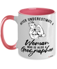 Geographer Mug Never Underestimate A Woman Who Is Also A Geographer Coffee Cup Two Tone Pink 11oz
