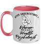 Health Psychologist Mug Never Underestimate A Woman Who Is Also A Health Psychologist Coffee Cup Two Tone Pink 11oz
