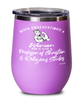 Professor of Christian Religious Studies Wine Glass Never Underestimate A Woman Who Is Also A Professor of Christian Religious Studies 12oz Stainless Steel Pink