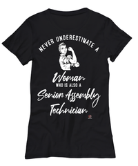 Senior Assembly Technician T-shirt Never Underestimate A Woman Who Is Also A Senior Assembly Tech Womens T-Shirt Black