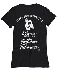 Software Technician T-shirt Never Underestimate A Woman Who Is Also A Software Tech Womens T-Shirt Black