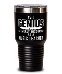 Funny Music Teacher Tumbler Evil Genius Cleverly Disguised As A Music Teacher 30oz Stainless Steel Black