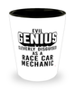 Funny Race Car Mechanic Shot Glass Evil Genius Cleverly Disguised As A Race Car Mechanic