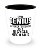 Funny Bicycle Mechanic Shot Glass Evil Genius Cleverly Disguised As A Bicycle Mechanic