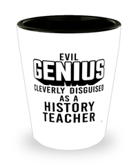 Funny History Teacher Shot Glass Evil Genius Cleverly Disguised As A History Teacher