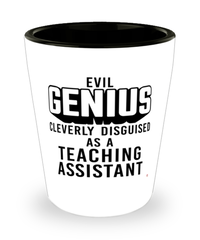 Funny Teaching Assistant Shot Glass Evil Genius Cleverly Disguised As A Teaching Assistant