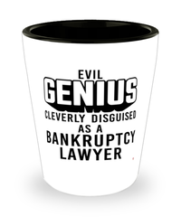 Funny Bankruptcy Lawyer Shot Glass Evil Genius Cleverly Disguised As A Bankruptcy Lawyer