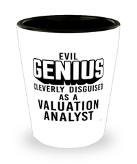 Funny Valuation Analyst Shot Glass Evil Genius Cleverly Disguised As A Valuation Analyst