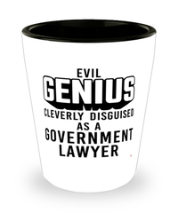 Funny Government Lawyer Shot Glass Evil Genius Cleverly Disguised As A Government Lawyer