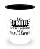 Funny Trial Lawyer Shot Glass Evil Genius Cleverly Disguised As A Trial Lawyer