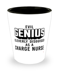 Funny Charge Nurse Shot Glass Evil Genius Cleverly Disguised As A Charge Nurse
