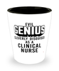 Funny Clinical Nurse Shot Glass Evil Genius Cleverly Disguised As A Clinical Nurse