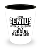 Funny Lodging Manager Shot Glass Evil Genius Cleverly Disguised As A Lodging Manager