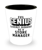 Funny Store Manager Shot Glass Evil Genius Cleverly Disguised As A Store Manager