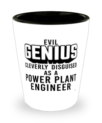 Funny Power Plant Engineer Shot Glass Evil Genius Cleverly Disguised As A Power Plant Engineer