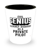 Funny Private Pilot Shot Glass Evil Genius Cleverly Disguised As A Private Pilot