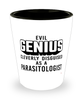 Funny Parasitologist Shot Glass Evil Genius Cleverly Disguised As A Parasitologist