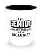 Funny Biologist Shot Glass Evil Genius Cleverly Disguised As A Biologist