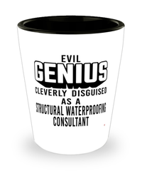 Funny Structural Waterproofing Consultant Shot Glass Evil Genius Cleverly Disguised As A Structural Waterproofing Consultant