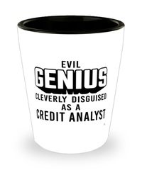 Funny Credit Analyst Shot Glass Evil Genius Cleverly Disguised As A Credit Analyst