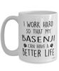 Funny Basenji Dog Mug I Work Hard So That My Basenji Can Have A Better Life Coffee Cup 15oz White