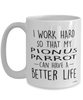 Funny Pionus Parrot Mug I Work Hard So That My Pionus Parrot Can Have A Better Life Coffee Cup 15oz White