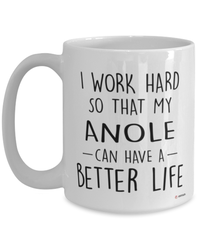 Funny Anole Mug I Work Hard So That My Anole Can Have A Better Life Coffee Cup 15oz White