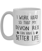 Funny Devon Rex Cat Mug I Work Hard So That My Devon Rex Can Have A Better Life Coffee Cup 15oz White