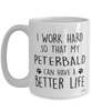 Funny Peterbald Cat Mug I Work Hard So That My Peterbald Can Have A Better Life Coffee Cup 15oz White