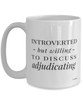 Funny Adjudicator Mug Introverted But Willing To Discuss Adjudicating Coffee Cup 15oz White