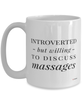 Funny Masseuse Massage Therapist Mug Introverted But Willing To Discuss Massages Coffee Cup 15oz White