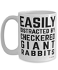 Funny Checkered Giant Rabbit Mug Easily Distracted By Checkered Giant Rabbits Coffee Cup 15oz White