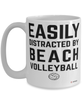 Funny Beach Volleyball Mug Easily Distracted By Beach Volleyball Coffee Cup 15oz White