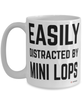 Funny Mini Lops Rabbit Mug Easily Distracted By Mini Lops Coffee Cup 15oz White
