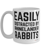 Funny Rhinelander Rabbit Mug Easily Distracted By Rhinelander Rabbits Coffee Cup 15oz White